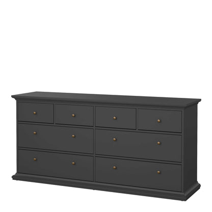 Osaka Farmhouse Dark Grey Wide Wooden Chest 8 Drawers