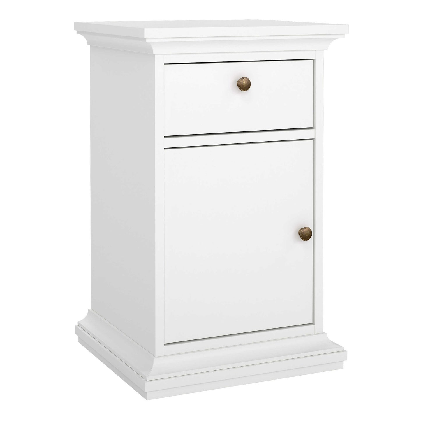 Osaka Farmhouse White Wooden Bedside Table 1 Door 1 Drawer
