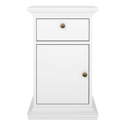 Osaka Farmhouse White Wooden Bedside Table 1 Door 1 Drawer