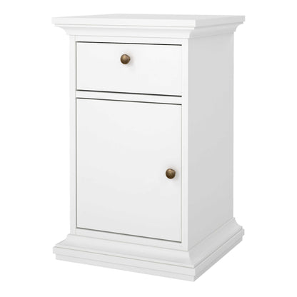Osaka Farmhouse White Wooden Bedside Table 1 Door 1 Drawer