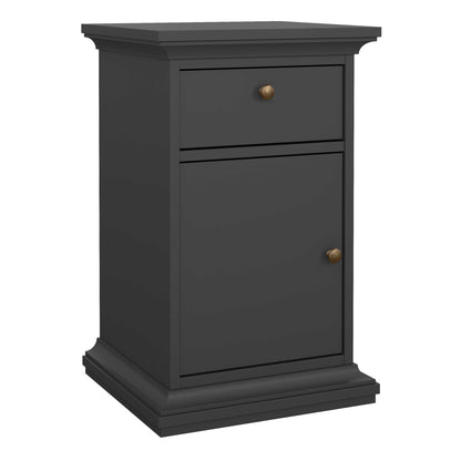 Osaka Farmhouse Dark Grey Wooden Bedside Table 1 Door 1 Drawer