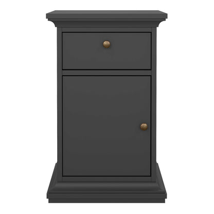 Osaka Farmhouse Dark Grey Wooden Bedside Table 1 Door 1 Drawer