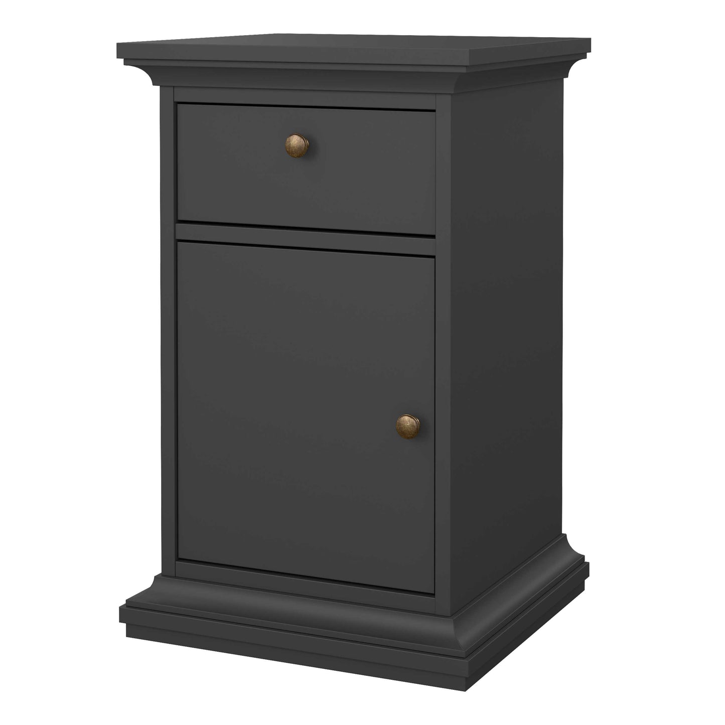 Osaka Farmhouse Dark Grey Wooden Bedside Table 1 Door 1 Drawer