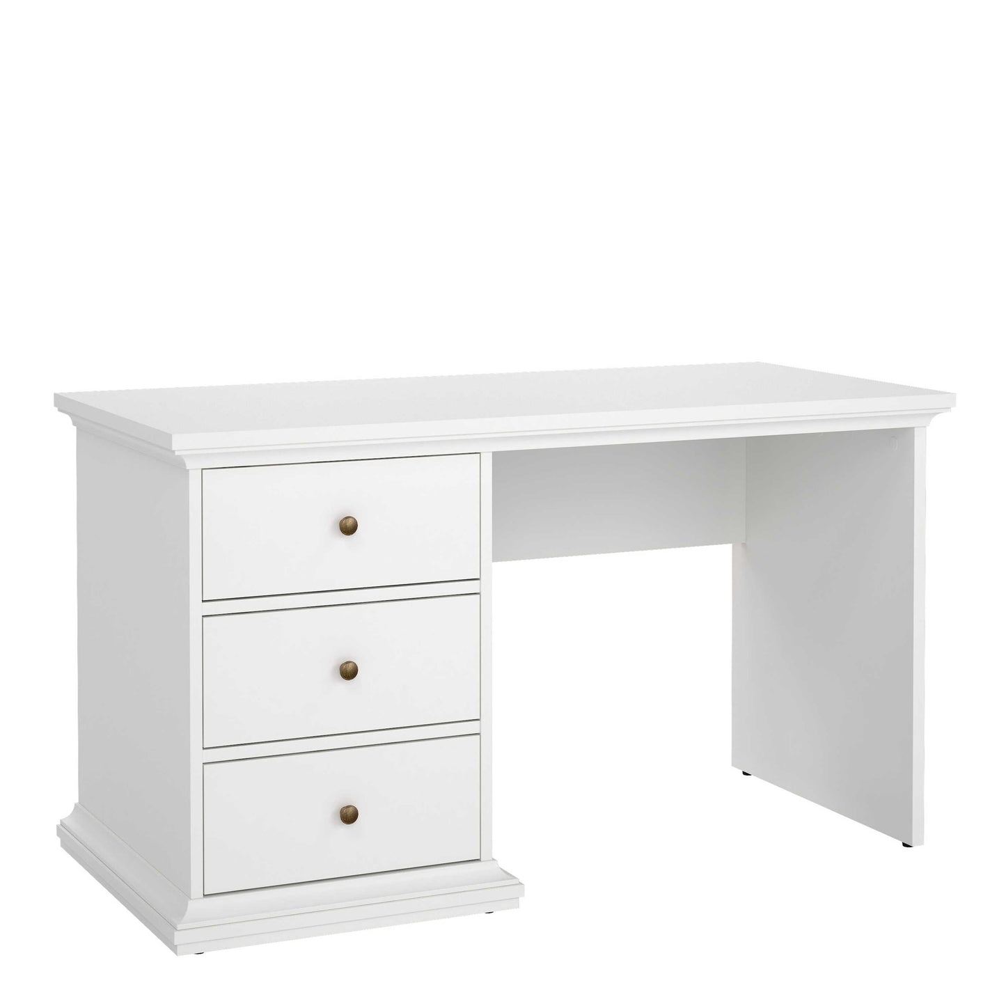 Osaka Farmhouse White Wooden Desk 3 Drawers