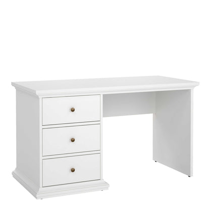Osaka Farmhouse White Wooden Desk 3 Drawers