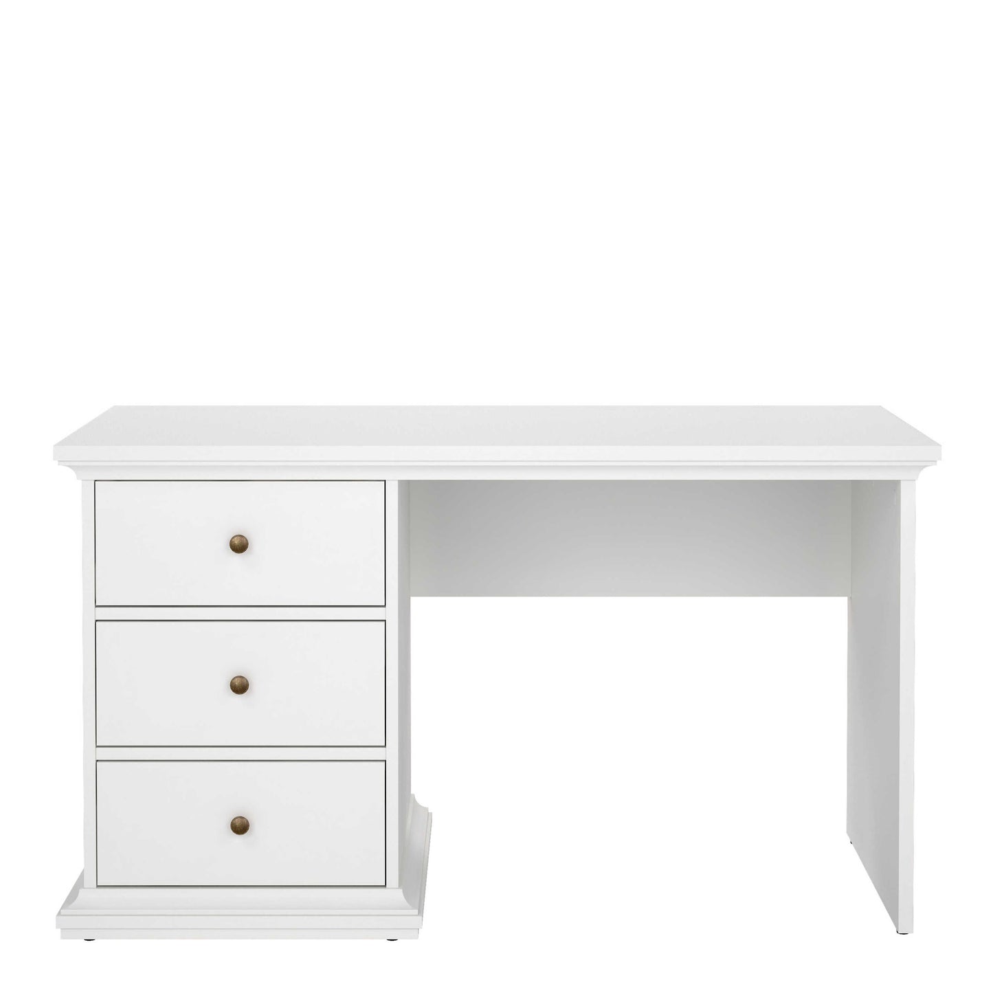 Osaka Farmhouse White Wooden Desk 3 Drawers