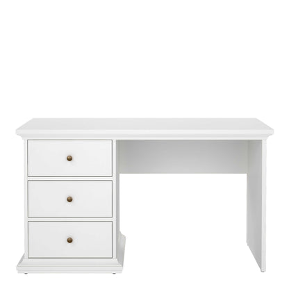 Osaka Farmhouse White Wooden Desk 3 Drawers