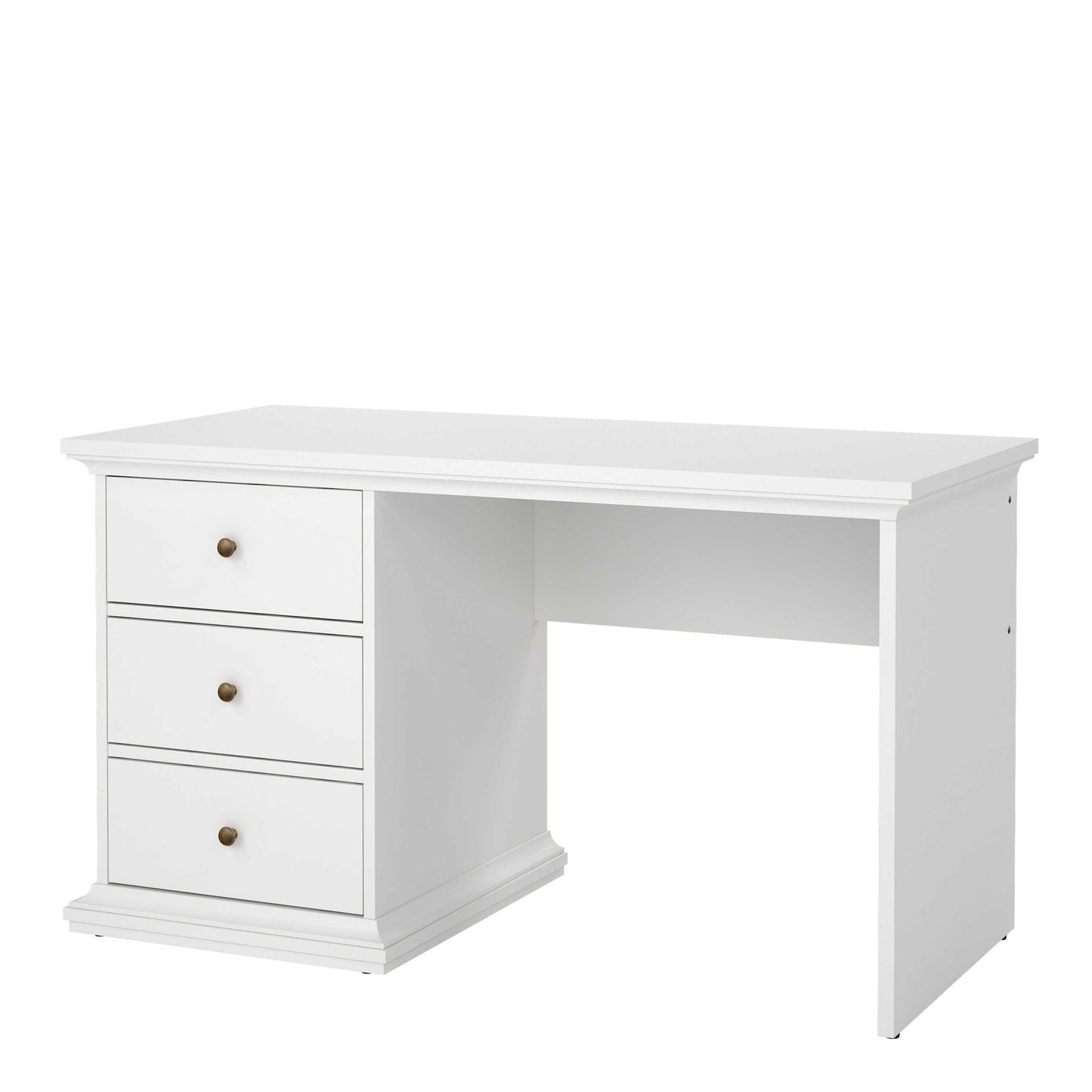Osaka Farmhouse White Wooden Desk 3 Drawers