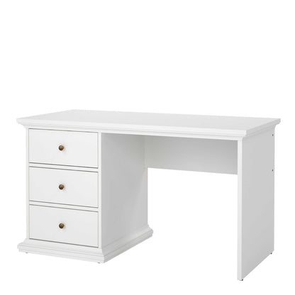 Osaka Farmhouse White Wooden Desk 3 Drawers