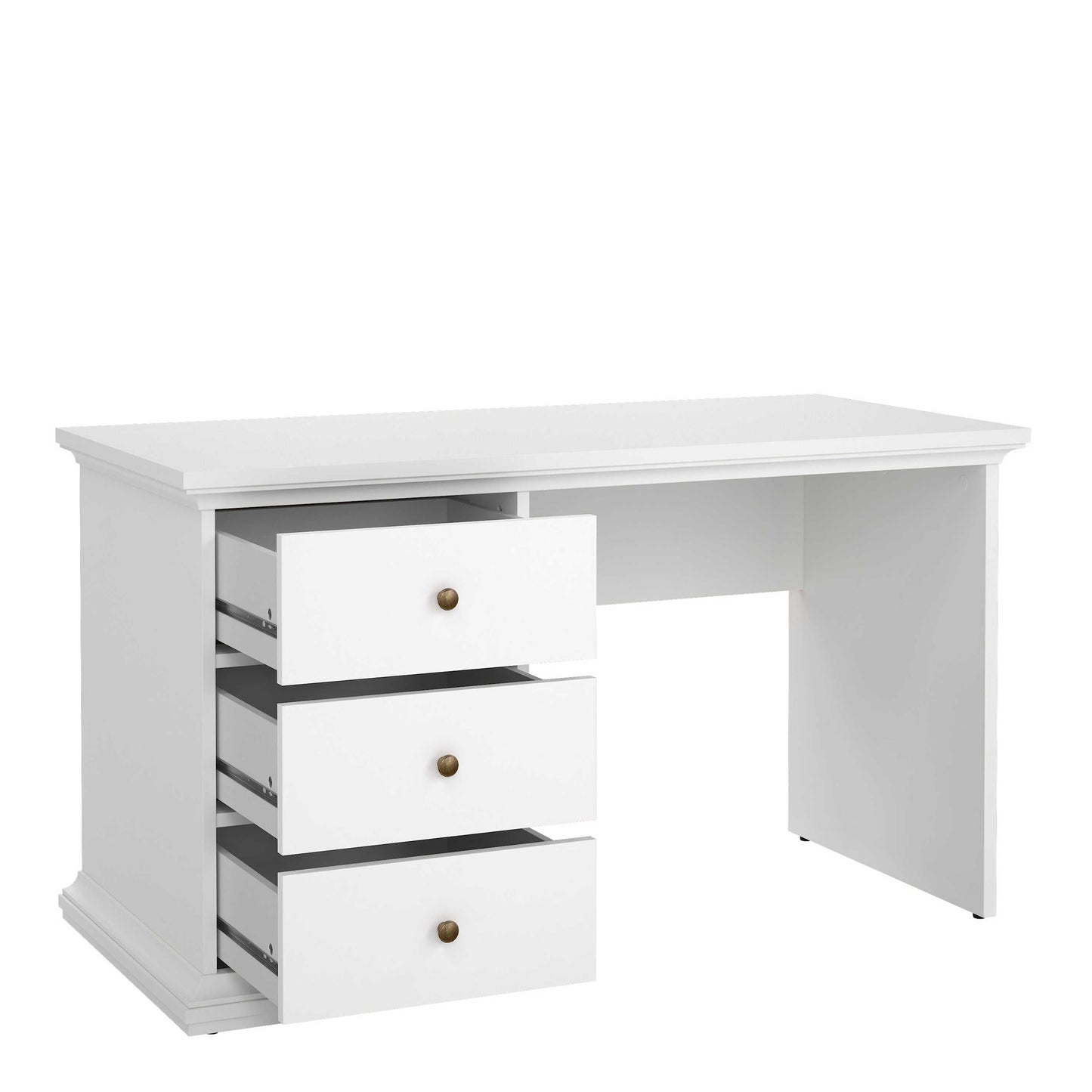 Osaka Farmhouse White Wooden Desk 3 Drawers