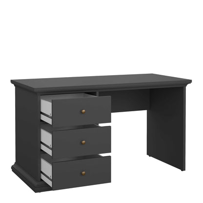 Osaka Farmhouse Dark Grey Wooden Desk 3 Drawers