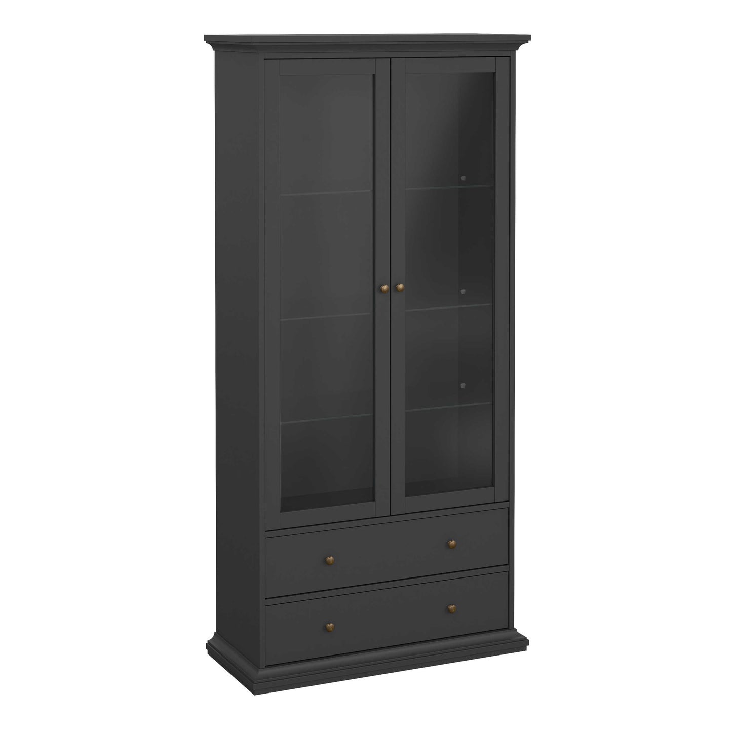 Osaka Farmhouse Dark Grey Wooden China Cabinet 2 Drawers 2 Doors 3 Shelves