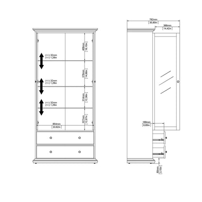 Osaka Farmhouse Dark Grey Wooden China Cabinet 2 Drawers 2 Doors 3 Shelves
