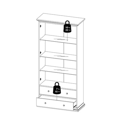 Osaka Farmhouse Dark Grey Wooden China Cabinet 2 Drawers 2 Doors 3 Shelves
