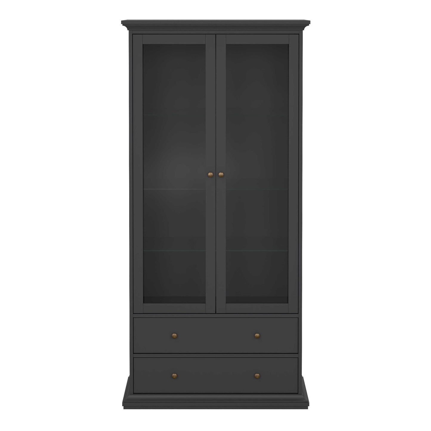 Osaka Farmhouse Dark Grey Wooden China Cabinet 2 Drawers 2 Doors 3 Shelves