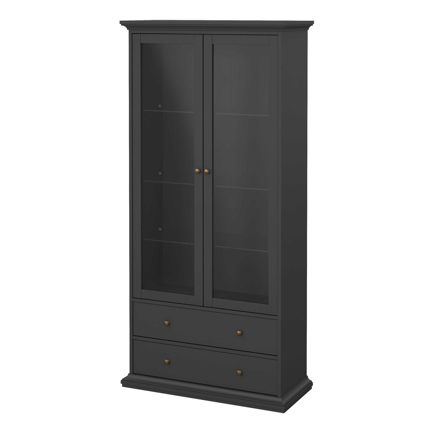 Osaka Farmhouse Dark Grey Wooden China Cabinet 2 Drawers 2 Doors 3 Shelves