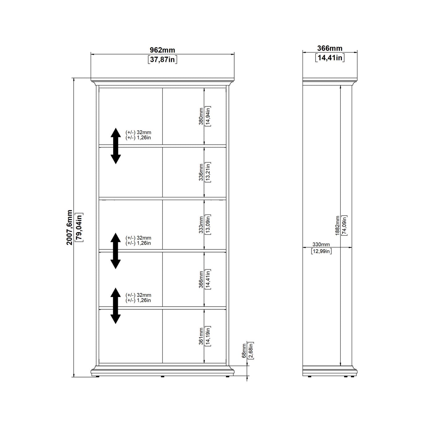 Osaka Farmhouse White Wooden Tall Bookcase