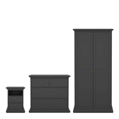 Osaka 3 Piece Farmhouse Bedroom Furniture Set Grey Wooden