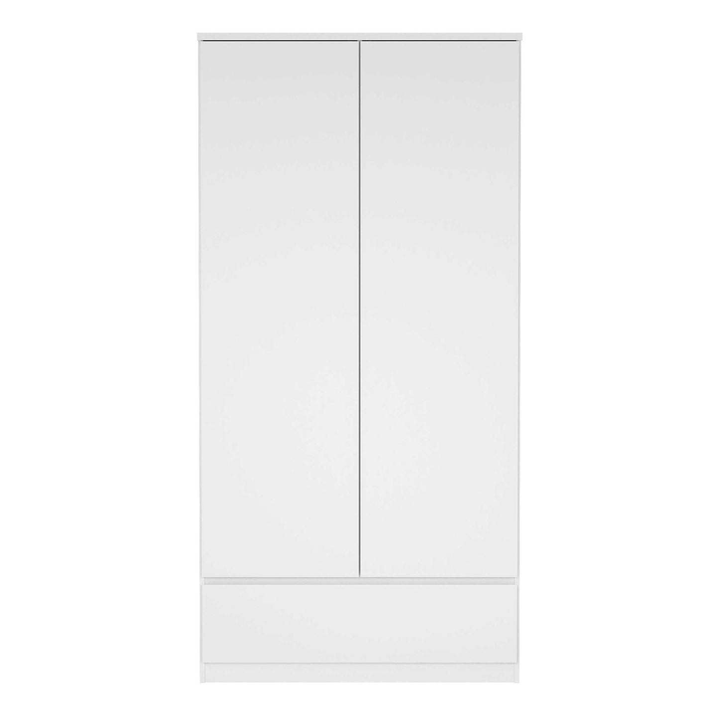 Budapest White Wooden Wardrobe 2 Doors 1 Drawer