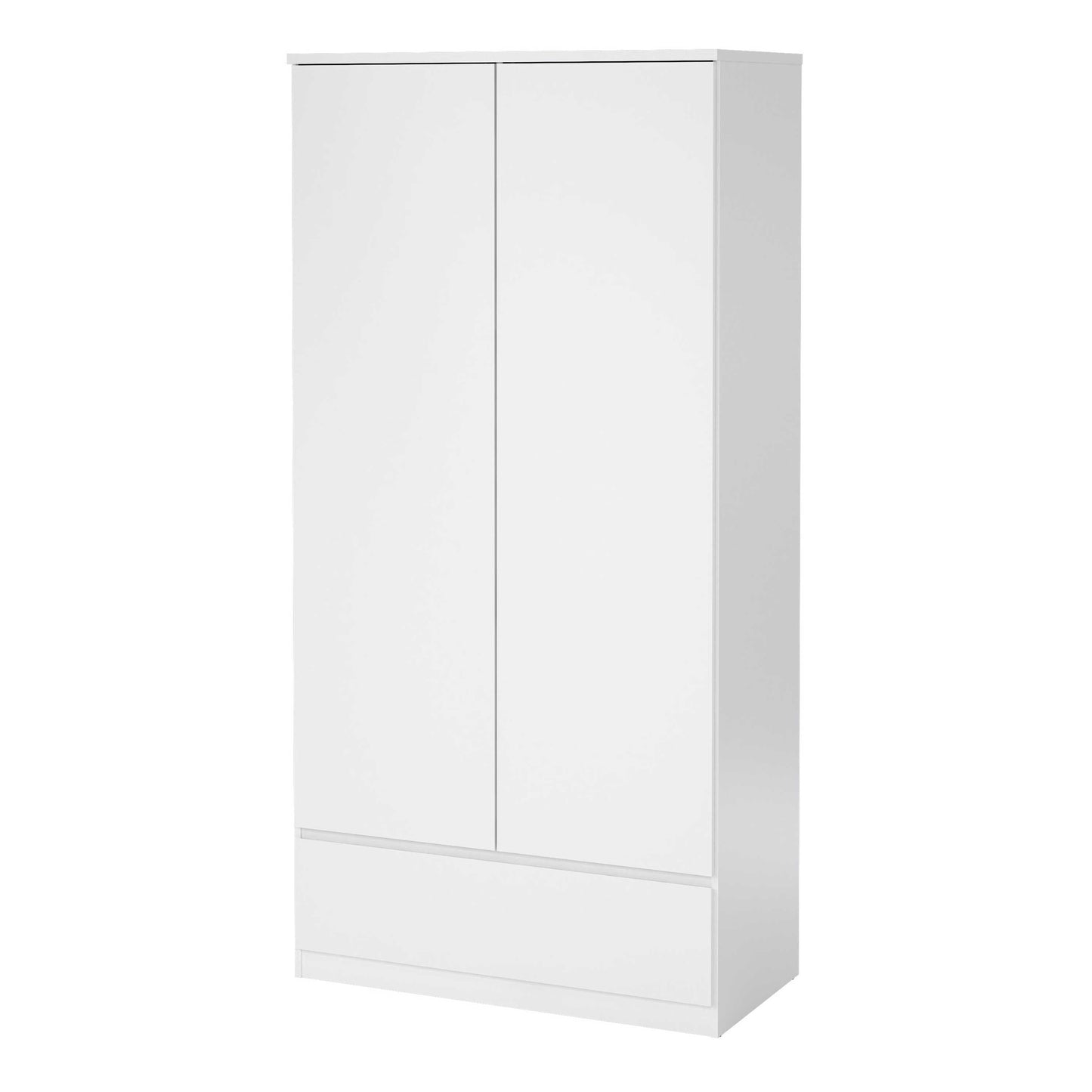 Budapest White Wooden Wardrobe 2 Doors 1 Drawer