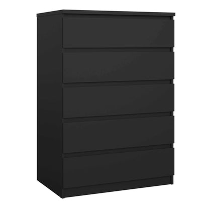 Budapest Matt Black Wooden Chest 5 Drawers