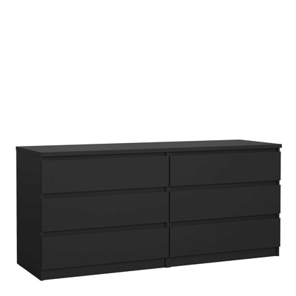 Budapest Matt Black Wooden Wide Chest 6 Drawers