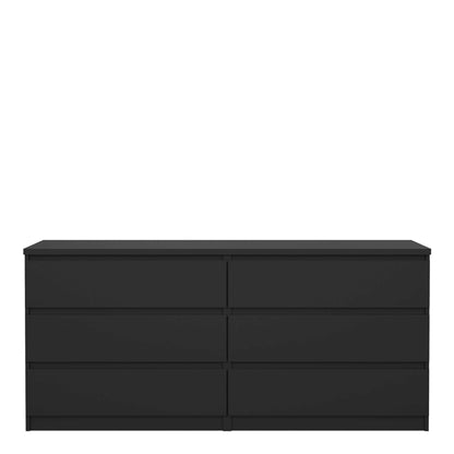 Budapest Matt Black Wooden Wide Chest 6 Drawers