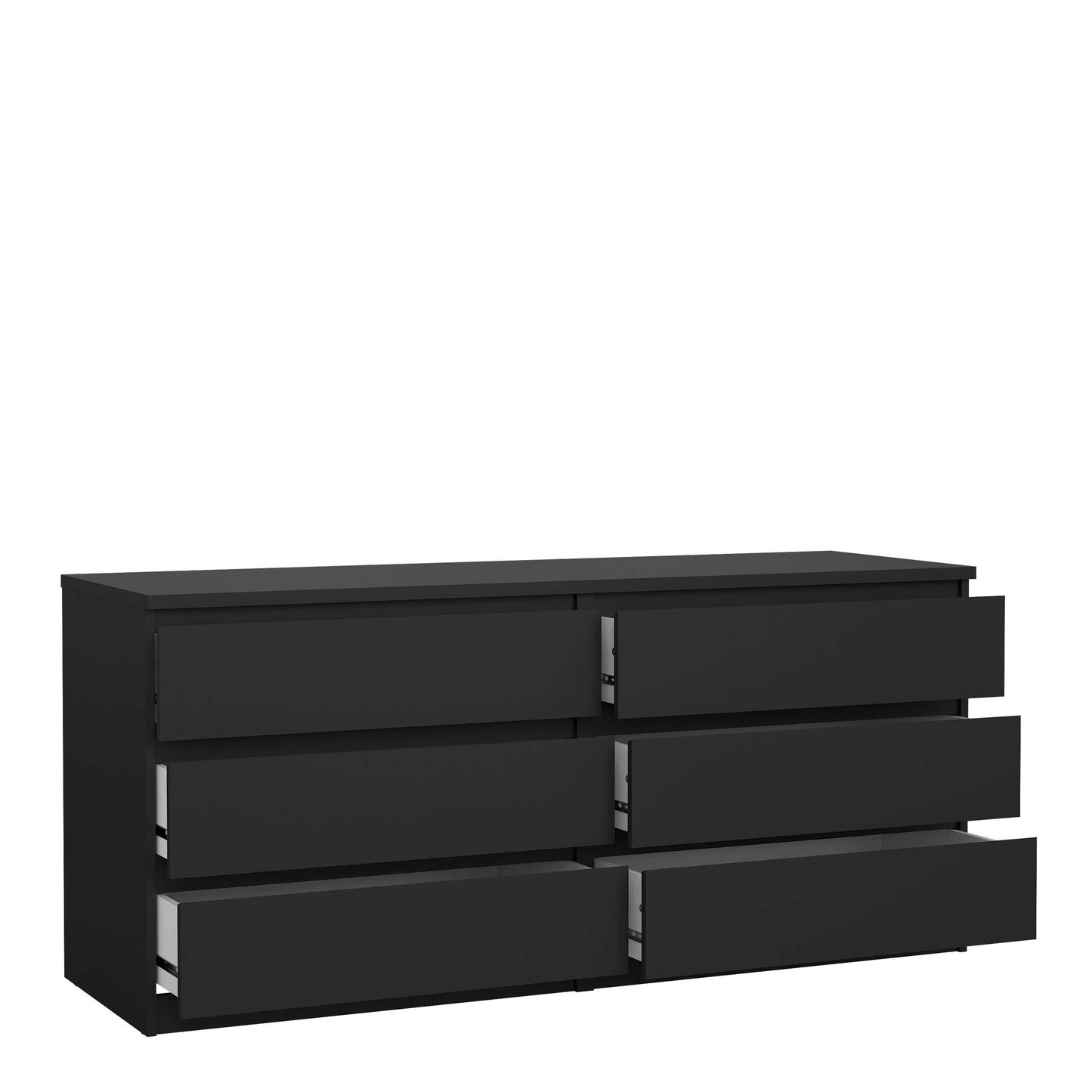 Budapest Matt Black Wooden Wide Chest 6 Drawers