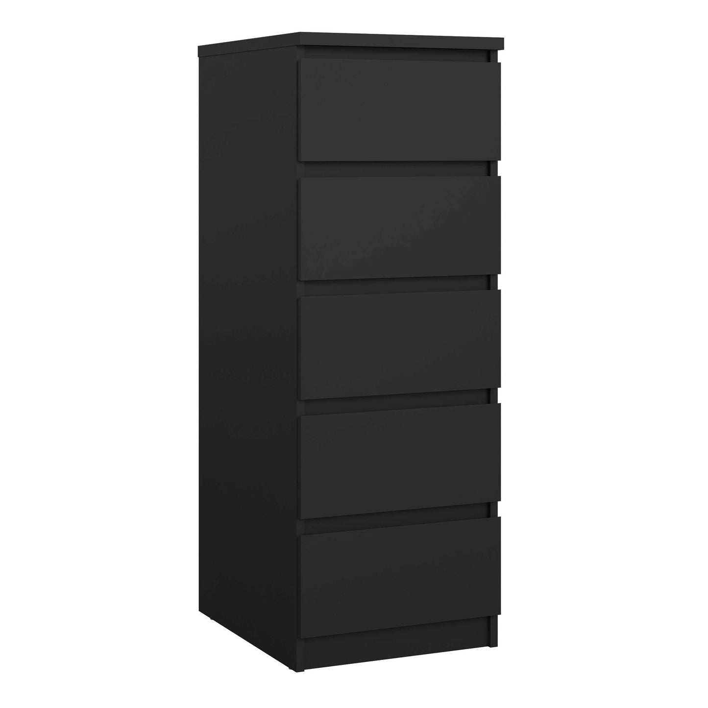 Budapest Matt Black Wooden Narrow Chest 5 Drawers