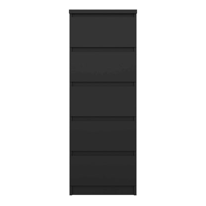 Budapest Matt Black Wooden Narrow Chest 5 Drawers