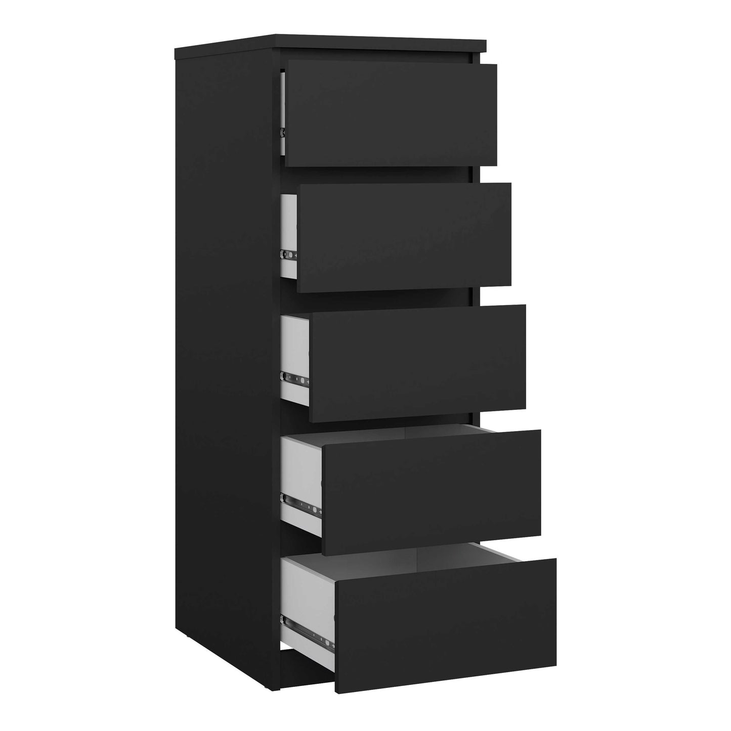 Budapest Matt Black Wooden Narrow Chest 5 Drawers