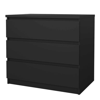 Budapest Matt Black Wooden Chest 3 Drawers