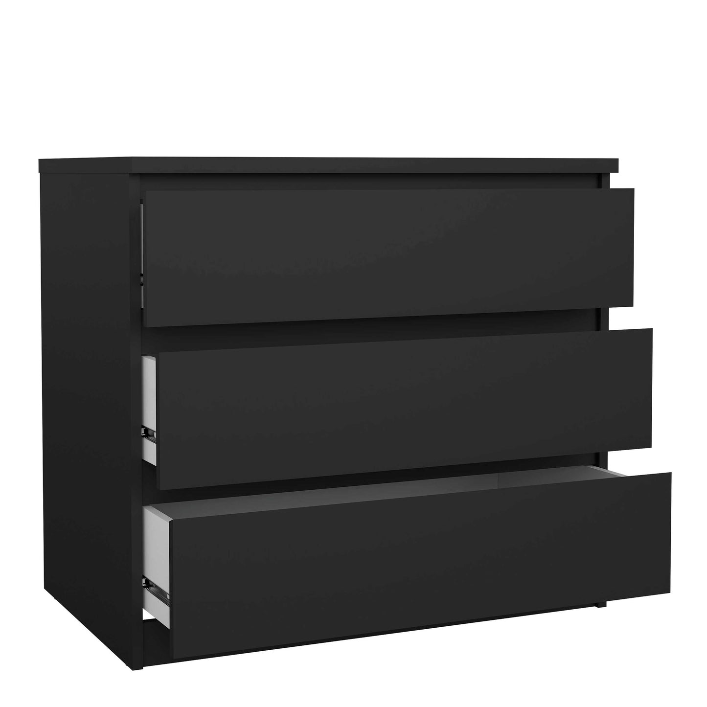 Budapest Matt Black Wooden Chest 3 Drawers