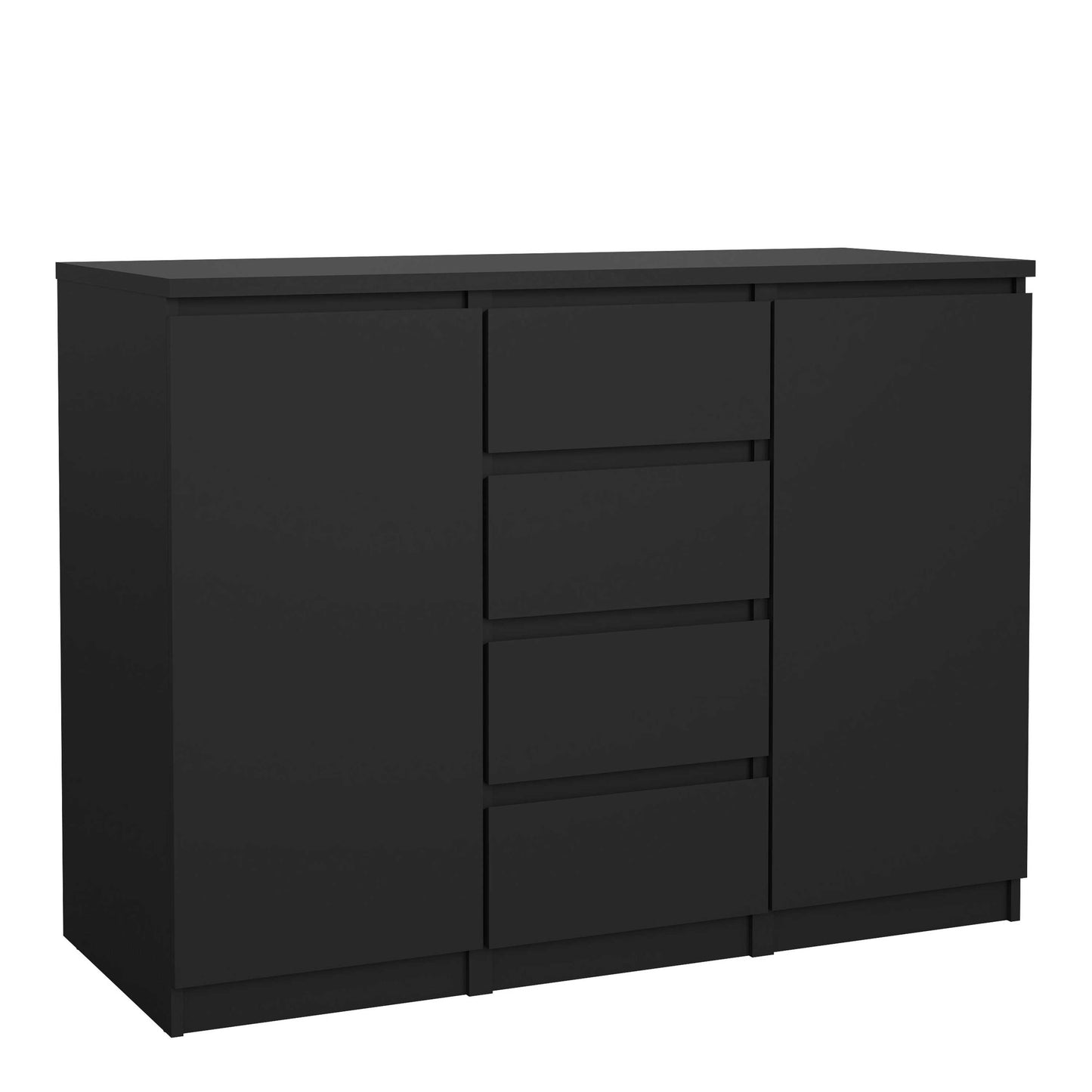 Budapest Matt Black Wooden Sideboard 4 Drawers 2 Doors