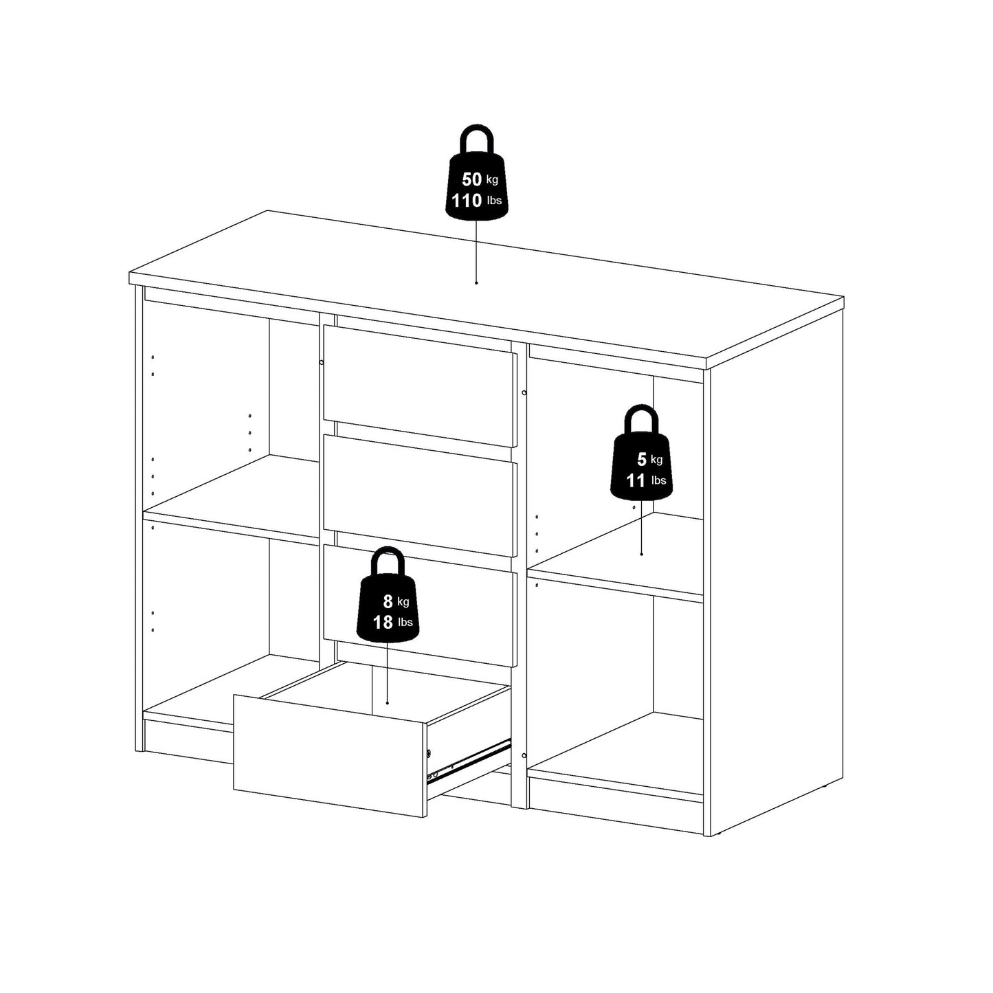 Budapest Matt Black Wooden Sideboard 4 Drawers 2 Doors