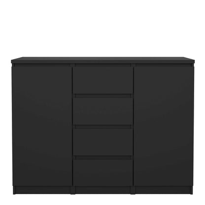 Budapest Matt Black Wooden Sideboard 4 Drawers 2 Doors