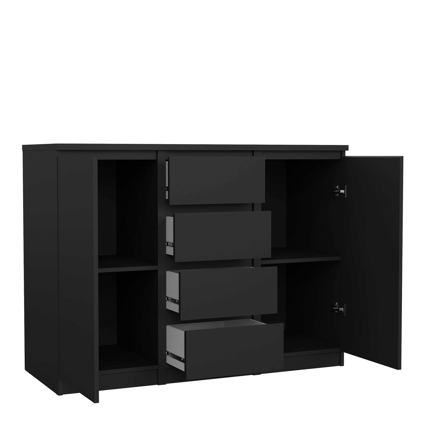 Budapest Matt Black Wooden Sideboard 4 Drawers 2 Doors
