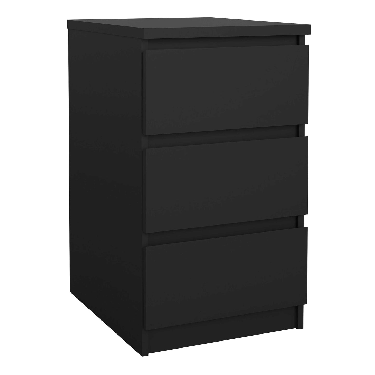 Budapest Matt Black Wooden Bedside Table 3 Drawers