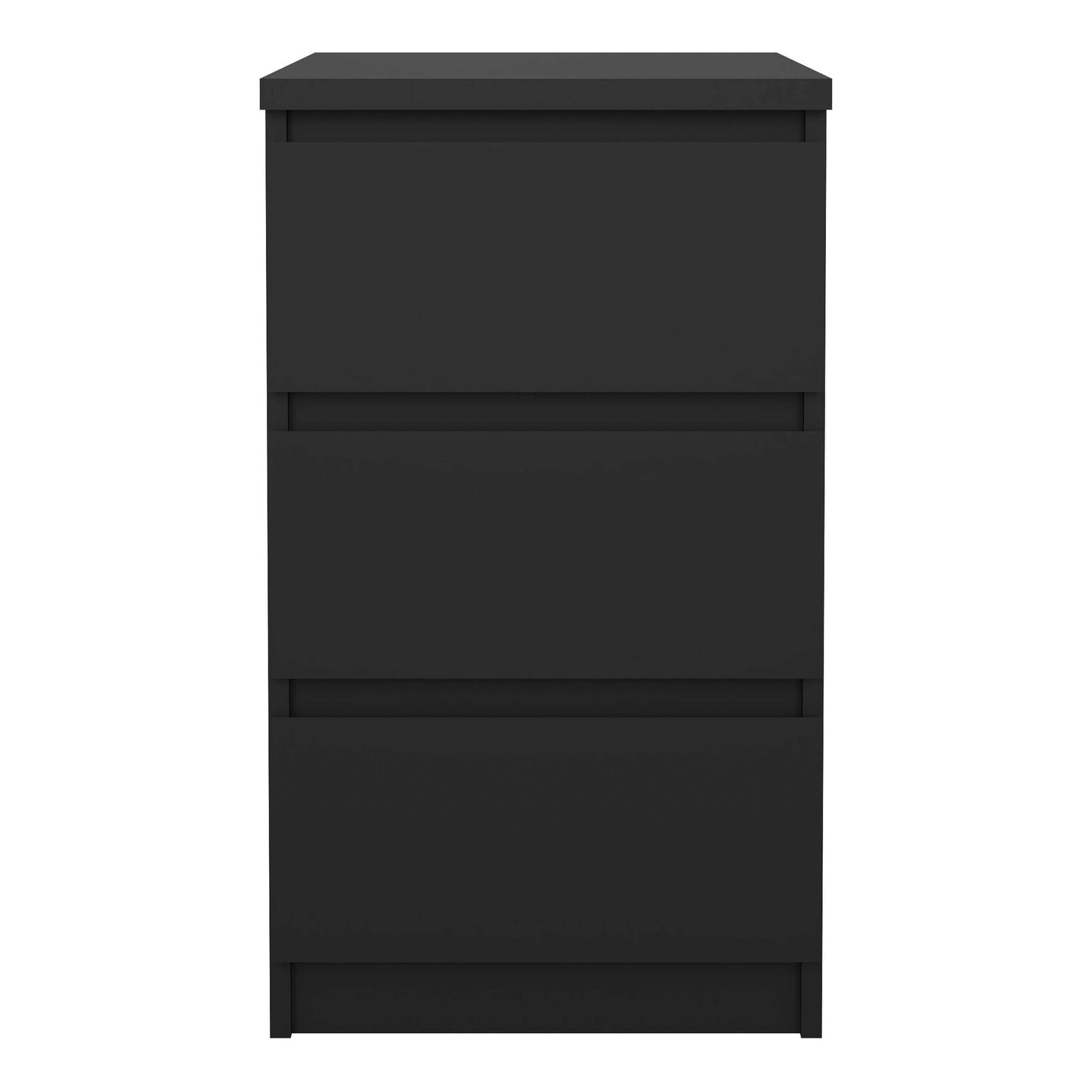 Budapest Matt Black Wooden Bedside Table 3 Drawers