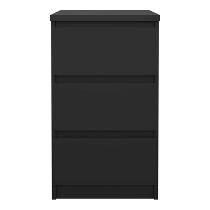 Budapest Matt Black Wooden Bedside Table 3 Drawers