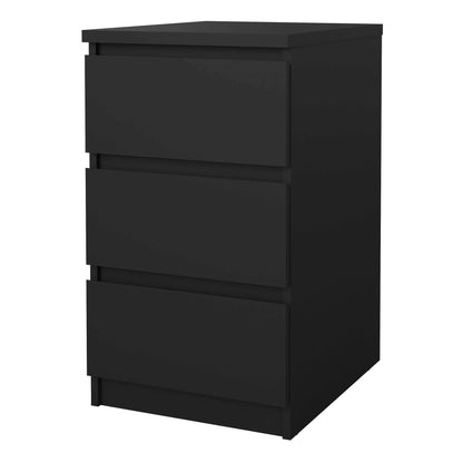Budapest Matt Black Wooden Bedside Table 3 Drawers