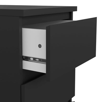 Budapest Matt Black Wooden Bedside Table 3 Drawers