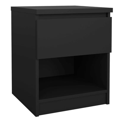 Budapest Matt Black Wood Bedside Table 1 Drawer 1 Shelf