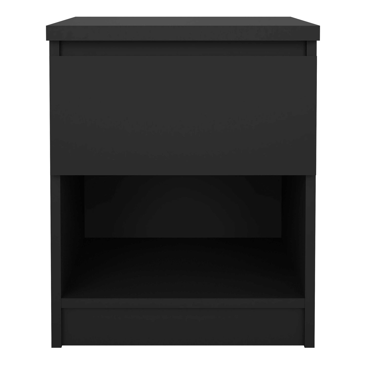 Budapest Matt Black Wood Bedside Table 1 Drawer 1 Shelf