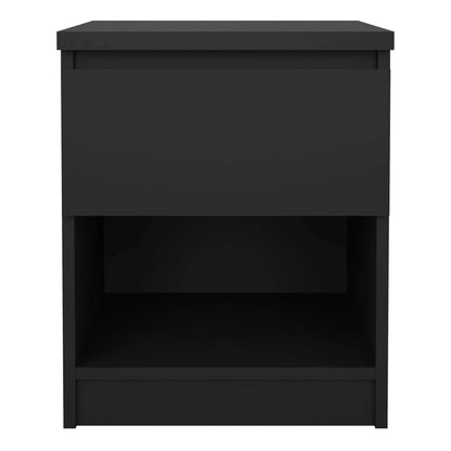Budapest Matt Black Wood Bedside Table 1 Drawer 1 Shelf