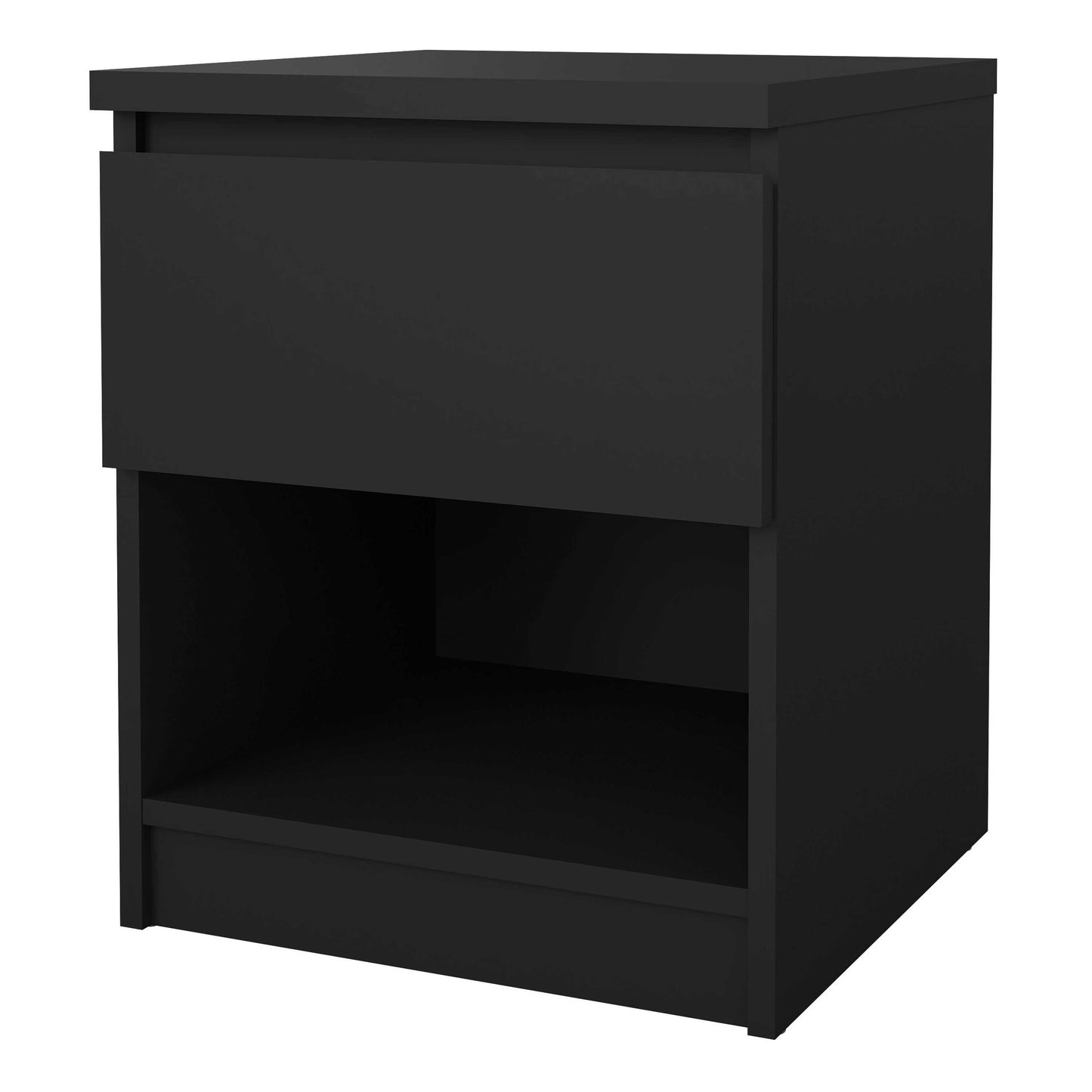 Budapest Matt Black Wood Bedside Table 1 Drawer 1 Shelf