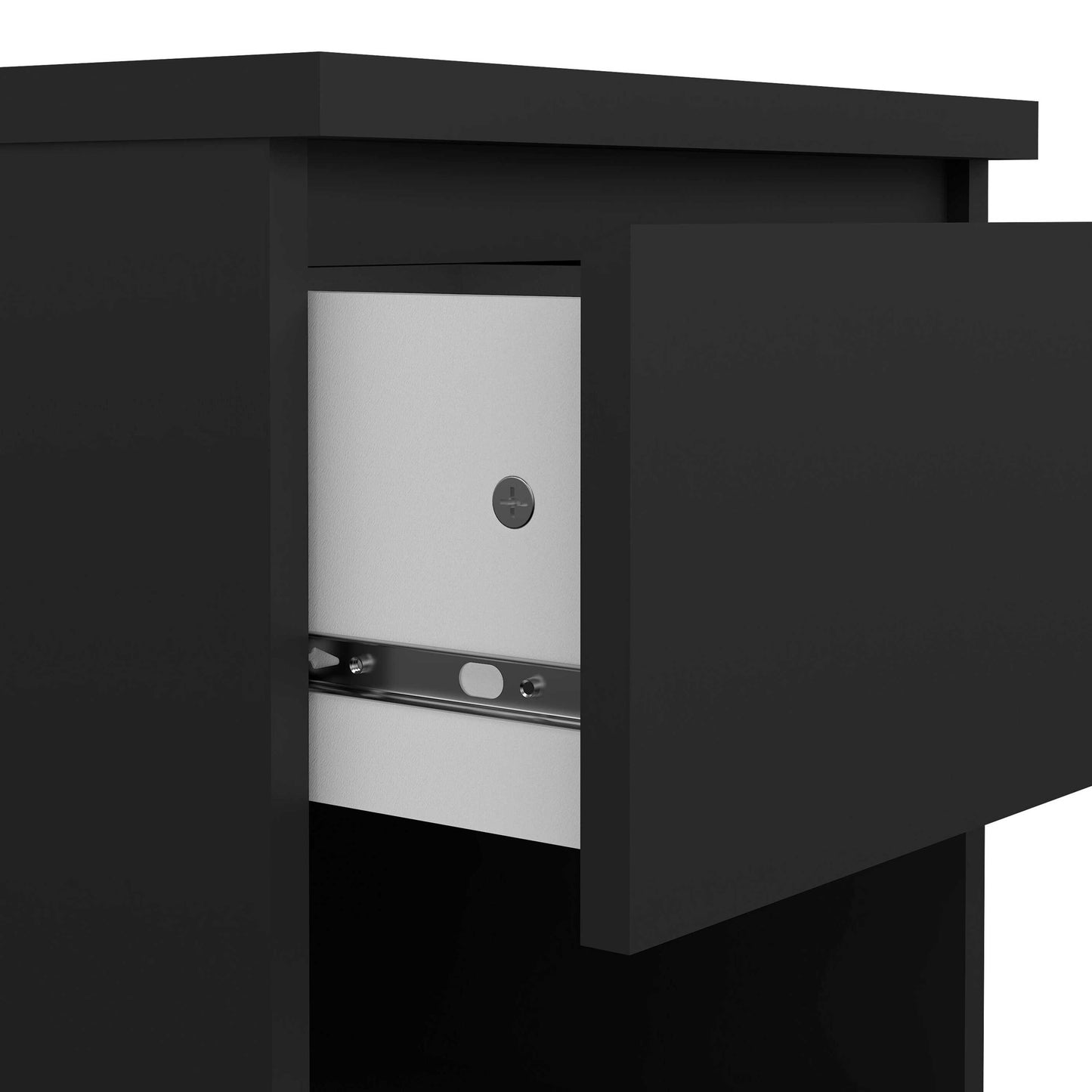 Budapest Matt Black Wood Bedside Table 1 Drawer 1 Shelf
