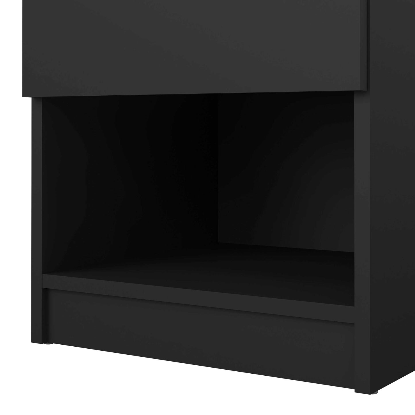 Budapest Matt Black Wood Bedside Table 1 Drawer 1 Shelf
