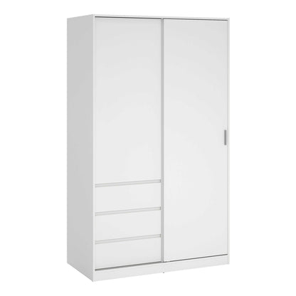 Budapest White Wooden Wardrobe 2 Doors 3 Drawers
