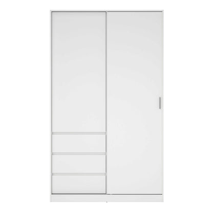 Budapest White Wooden Wardrobe 2 Doors 3 Drawers
